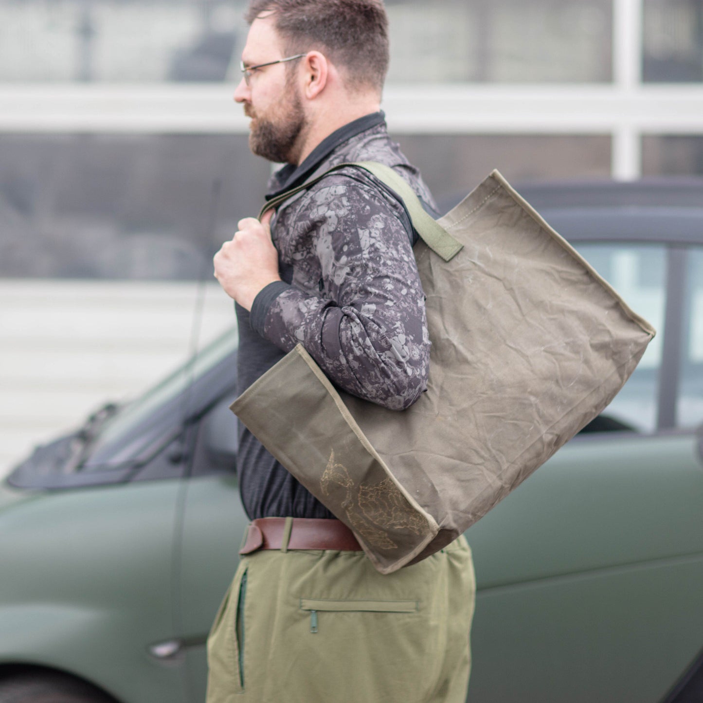 Tote Bag made from dark green canvas