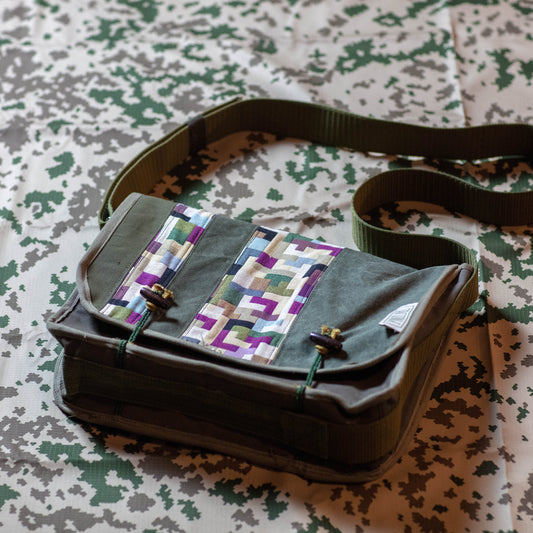 M-0114 Messenger Bag from Canvas and Tetris pattern