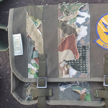 M-0126 Messenger Bag in Olive Drab canvas and camouflage scraps